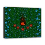 Halloween Pumkin Lady In The Rain Deluxe Canvas 20  x 16  (Stretched)