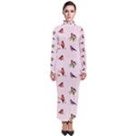 Bullfinches Sit On Branches Turtleneck Maxi Dress