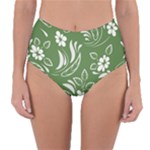 Folk flowers pattern Floral surface design Seamless pattern Reversible High-Waist Bikini Bottoms