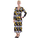 Cats Sun Stars Velvet Maxi Wrap Dress