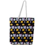 Cats Sun Stars Full Print Rope Handle Tote (Large)