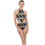 Cats Sun Stars Halter Side Cut Swimsuit