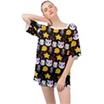 Cats Sun Stars Oversized Chiffon Top