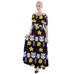 Cats Sun Stars Half Sleeves Maxi Dress