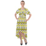 Cartoon Pattern Front Wrap High Low Dress