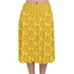 Cartoon Pattern Velvet Flared Midi Skirt