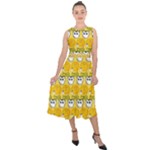 Cartoon Pattern Midi Tie-Back Chiffon Dress