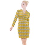 Cartoon Pattern Button Long Sleeve Dress