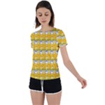 Cartoon Pattern Back Circle Cutout Sports Tee