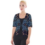 Blue pattern Cropped Button Cardigan
