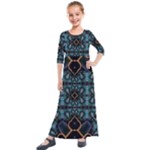 Blue pattern Kids  Quarter Sleeve Maxi Dress