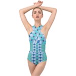 Turquoise Cross Front Low Back Swimsuit