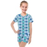 Turquoise Kids  Mesh Tee and Shorts Set