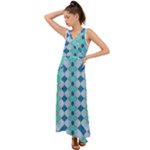 Turquoise V-Neck Chiffon Maxi Dress