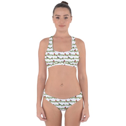 Bullfinches On The Branches Cross Back Hipster Bikini Set from ArtsNow.com
