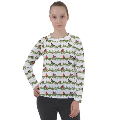 Bullfinches On The Branches Women s Long Sleeve Raglan Tee from ArtsNow.com
