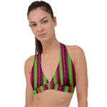 Warped Stripy Dots Halter Plunge Bikini Top