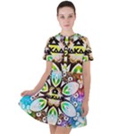 375 Chroma Digital Art Custom Short Sleeve Shoulder Cut Out Dress 
