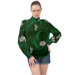 High Neck Long Sleeve Chiffon Top 