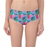 Retro Snake Mid-Waist Bikini Bottoms