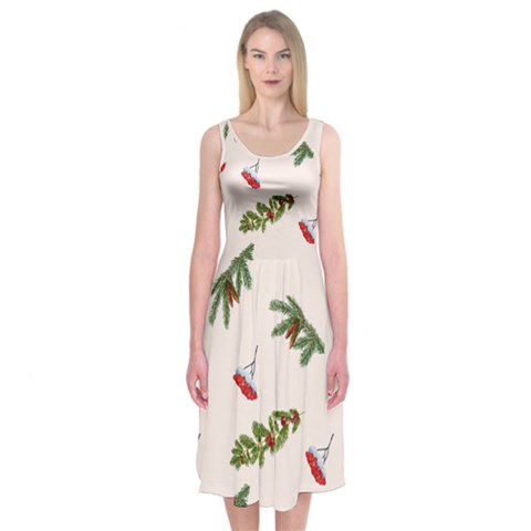 Rowan Branches And Spruce Branches Midi Sleeveless Dress from ArtsNow.com