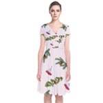 Rowan Branches And Spruce Branches Short Sleeve Front Wrap Dress