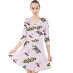 Rowan Branches And Spruce Branches Quarter Sleeve Front Wrap Dress