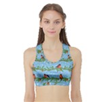 Bullfinches On Spruce Branches Sports Bra with Border
