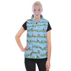 Bullfinches On Spruce Branches Women s Button Up Vest from ArtsNow.com