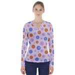 Colorful Balls V-Neck Long Sleeve Top