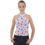 Colorful Balls Cross Neck Velour Top