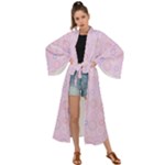 Multicolored Circles On A Pink Background Maxi Kimono