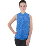 Circles Mock Neck Chiffon Sleeveless Top