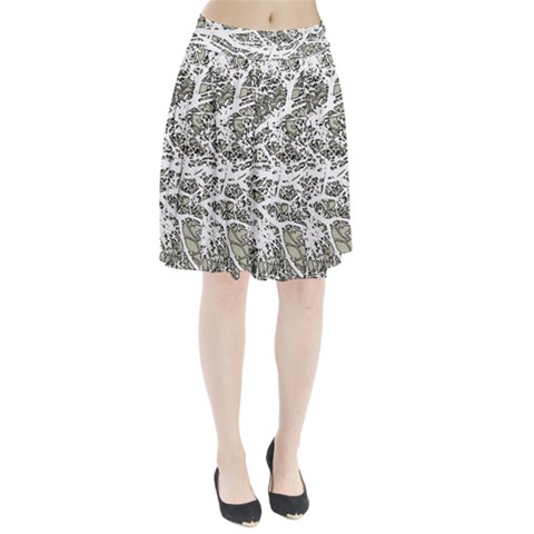 Linear Art Botanic Illustration Pleated Skirt from ArtsNow.com