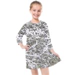 Linear Art Botanic Illustration Kids  Quarter Sleeve Shirt Dress