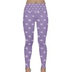 Pink Clouds On Purple Background Lightweight Velour Classic Yoga Leggings