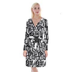 Long Sleeve Velvet Front Wrap Dress 