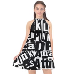 Halter Neckline Chiffon Dress  