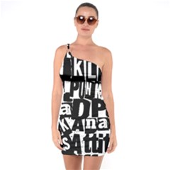 One Shoulder Ring Trim Bodycon Dress 