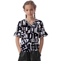 Kids  V-Neck Horn Sleeve Blouse 