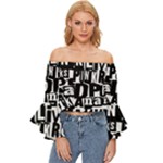 Punk Lives Off Shoulder Flutter Bell Sleeve Top