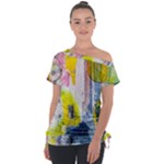 Graffiti Graphic Off Shoulder Tie-Up Tee