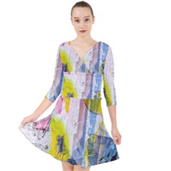 Quarter Sleeve Front Wrap Dress 