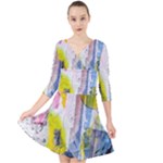 Graffiti Graphic Quarter Sleeve Front Wrap Dress