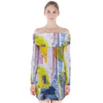 Graffiti Graphic Long Sleeve Off Shoulder Dress