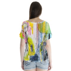 V-Neck Flutter Sleeve Top 