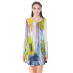 Graffiti Graphic Long Sleeve V-neck Flare Dress