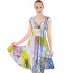 Graffiti Graphic Cap Sleeve Front Wrap Midi Dress
