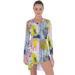 Graffiti Graphic Asymmetric Cut-Out Shift Dress