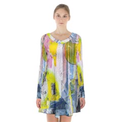 Long Sleeve Velvet V-neck Dress 